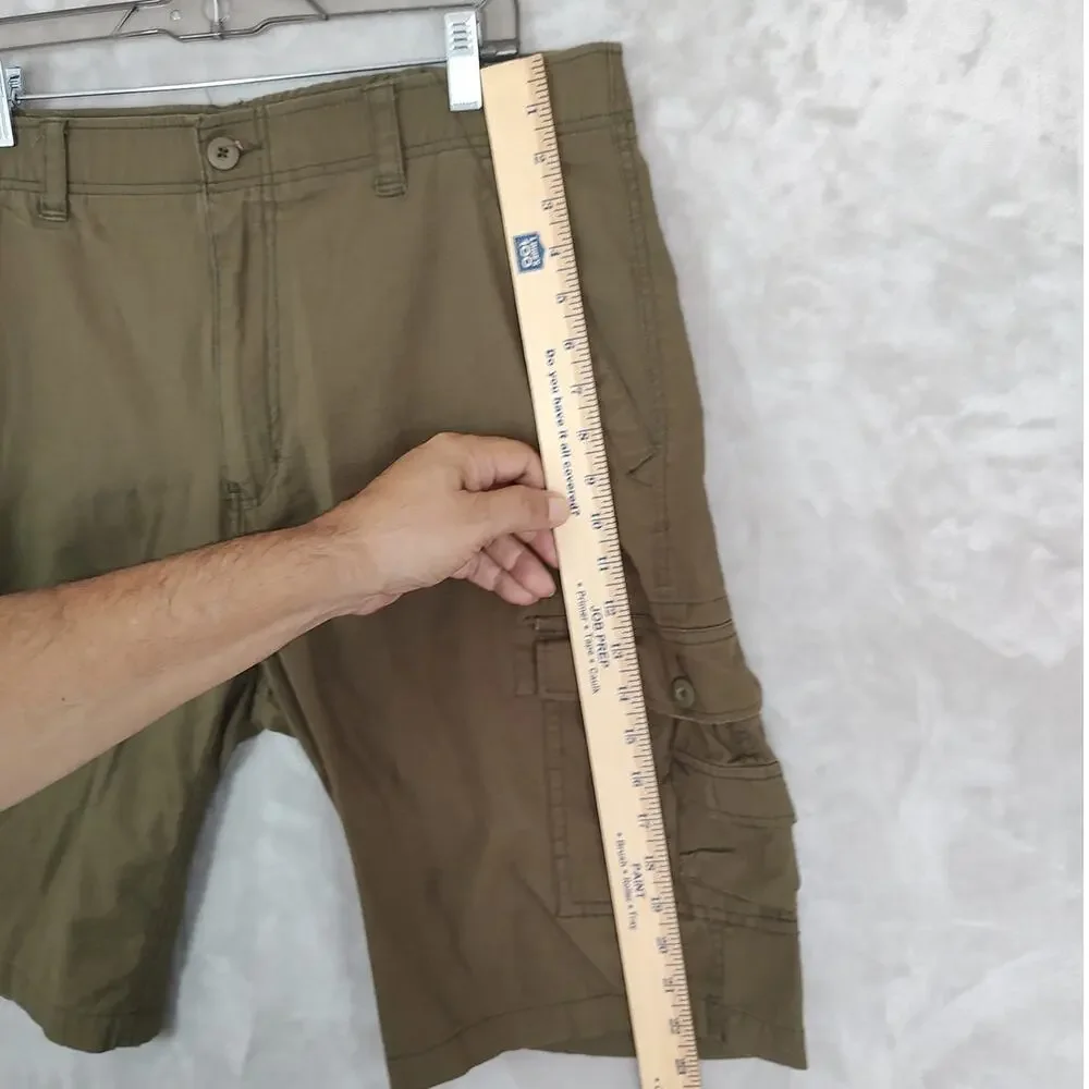 Wear First Men's Stretch Cargo Shorts Size 38 Brown Twill Flat Front Outdoors
